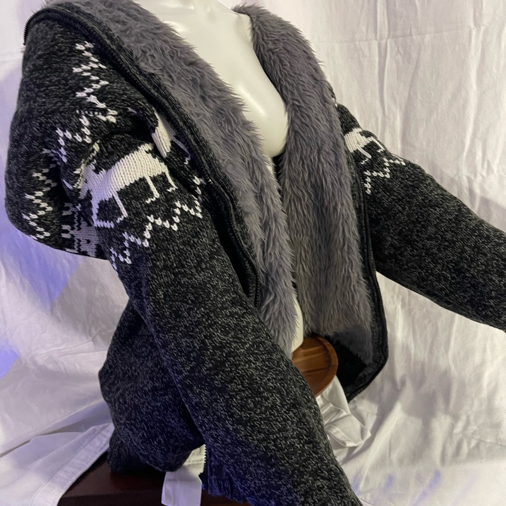 Mens Wool Sweater With Faux Fur by INC